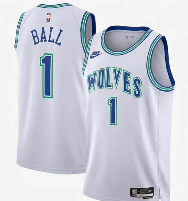 Men's Minnesota Timberwolves #1 LaMelo Ball 2026 White Classic Edition Stitched Jersey Men's Minnesota Timberwolves #1 LaMelo Ball 2026 White Classic Edition Stitched Jersey